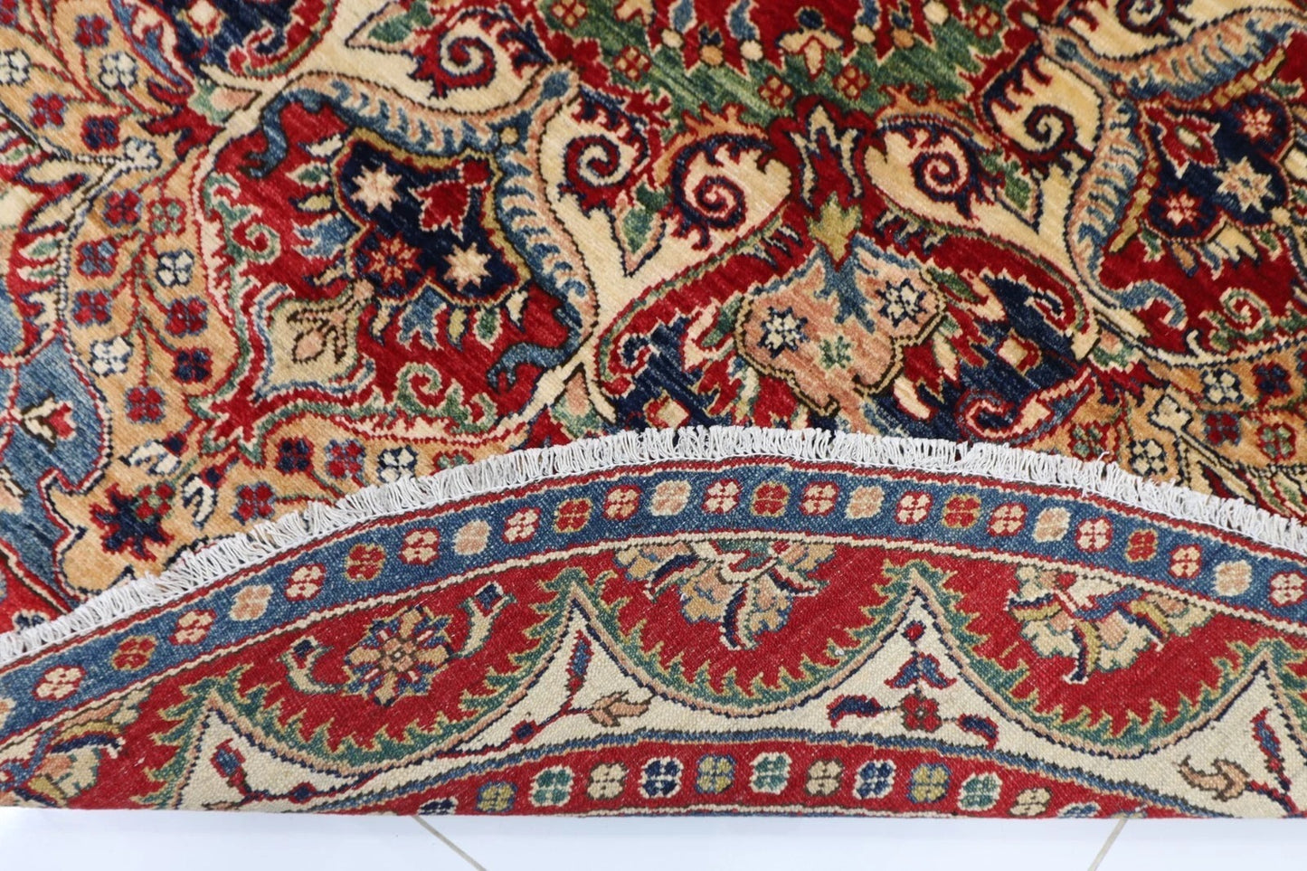 189 x 189 cm | Kazak Afghan Tribal Hand Knotted Wool Round Carpet