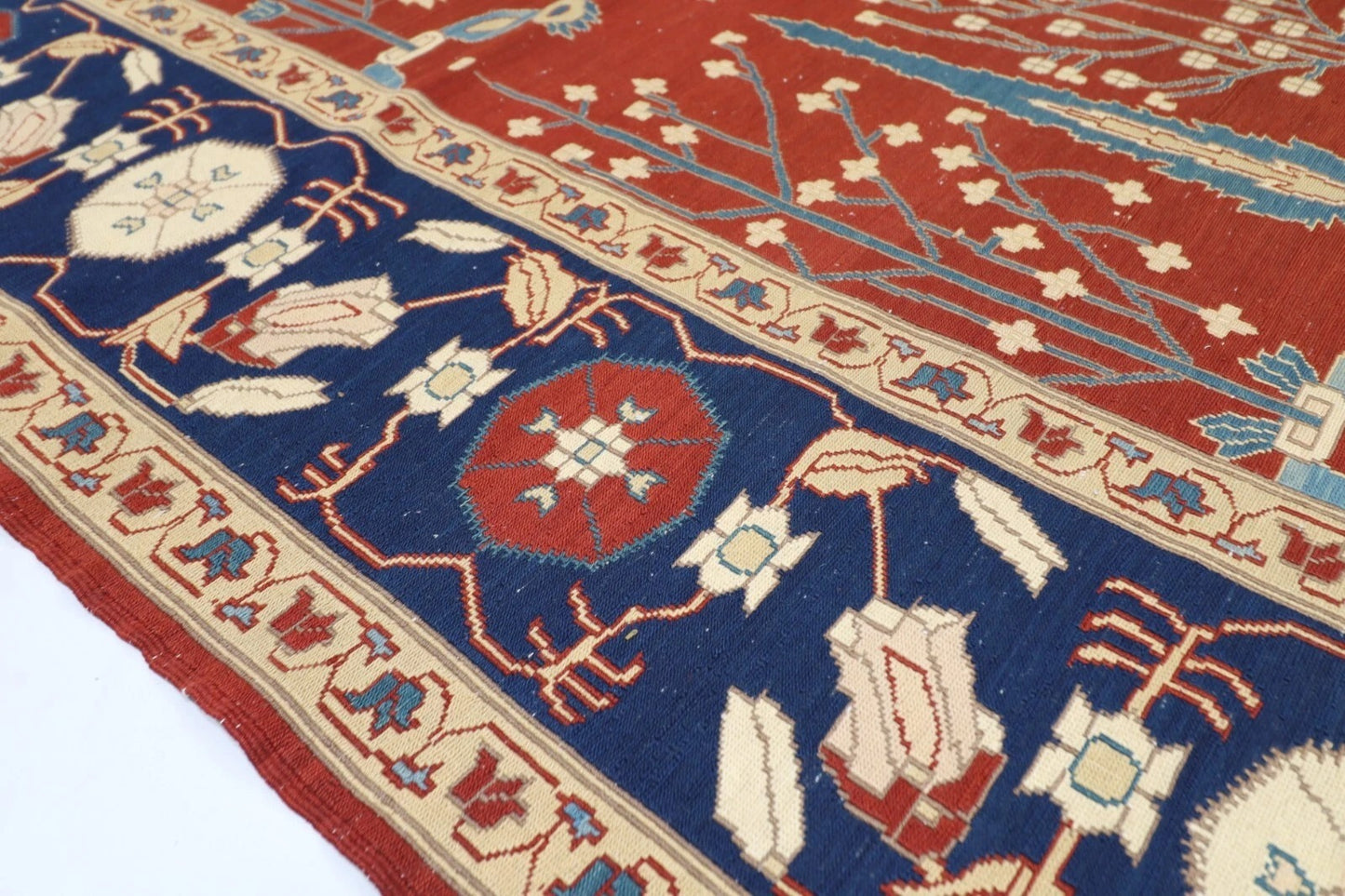 172 x 230 cm | Flat Weaved Afghan Tribal Hand Knotted Veg Dye Wool Carpet