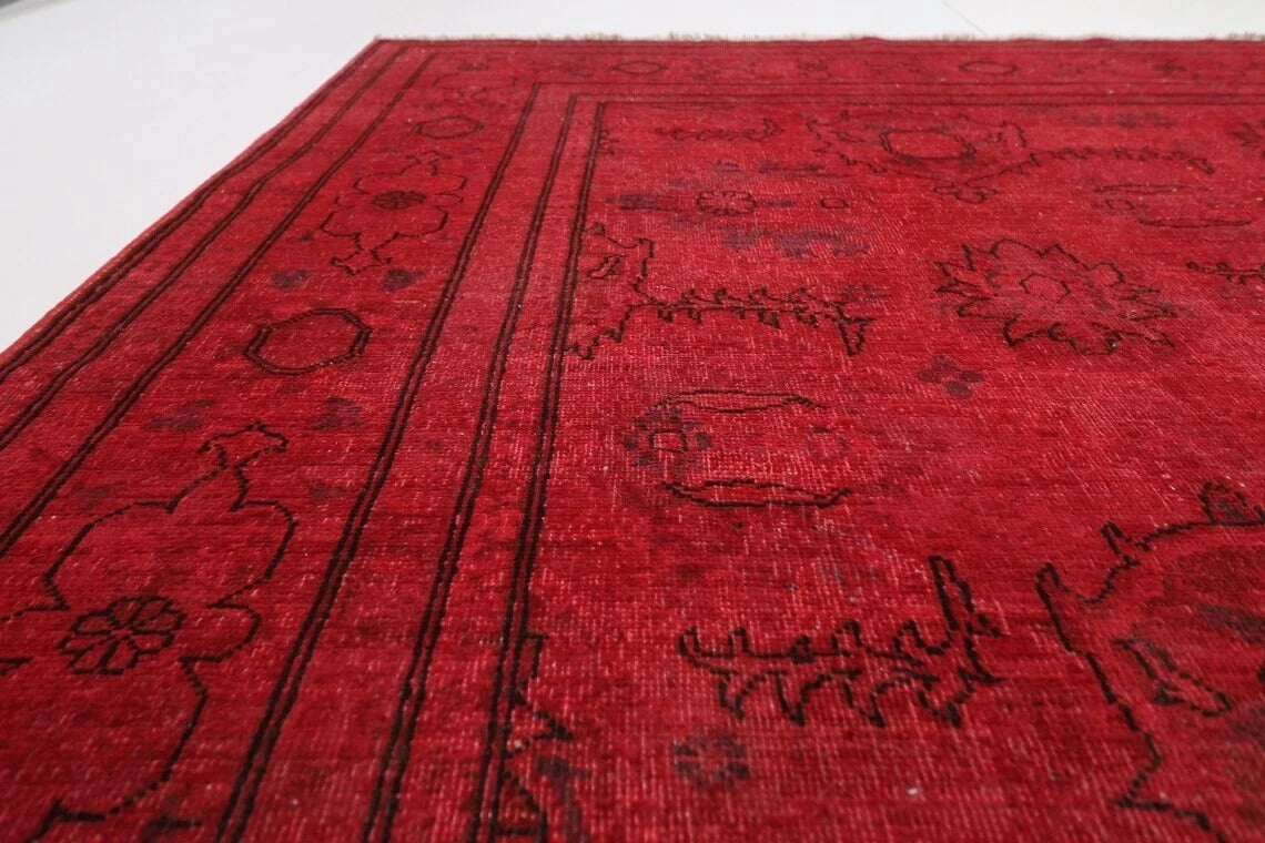 235 x 285 cm | Over Dyed Afghan Tribal Hand Knotted Carpet