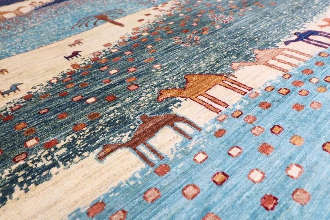 247 x 293 cm | Landscape Afghan Tribal Hand Knotted Carpet