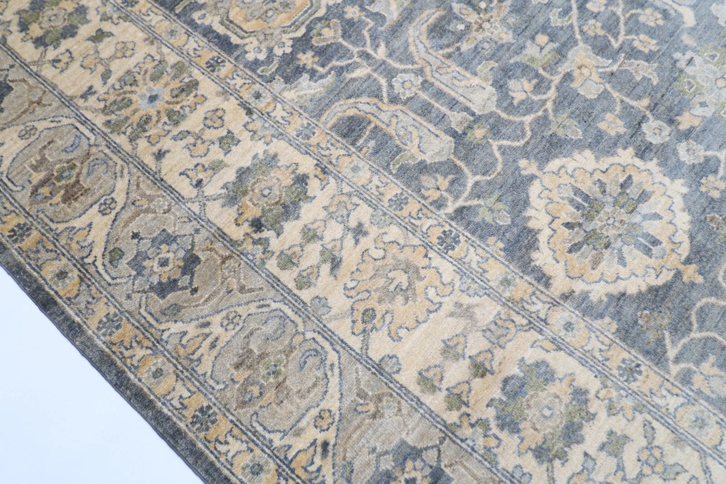 275 x 361 cm | Oriental Grey Afghan Tribal Hand Knotted Carpet