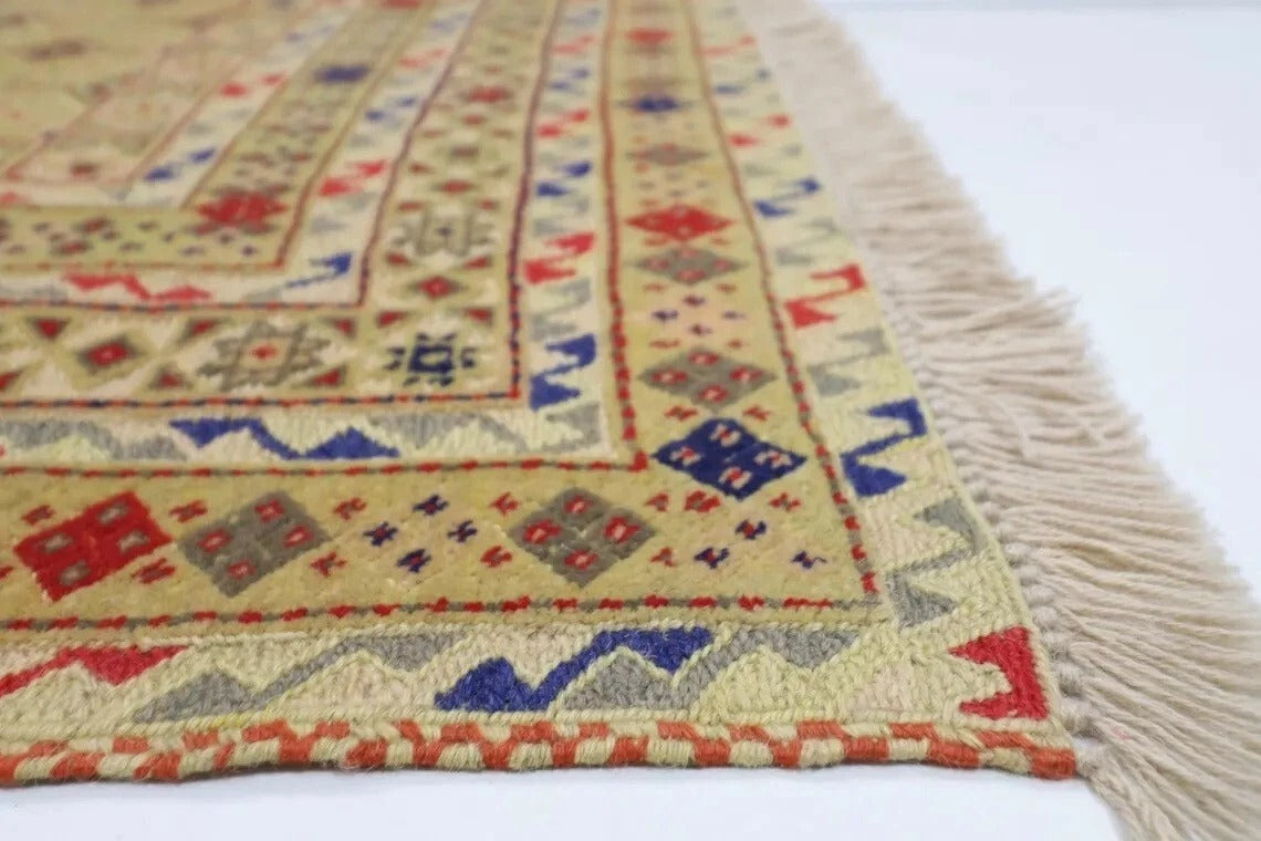160 x 186 cm | Flat Weave Afghan Tribal Hand Knotted Veg Dye Wool Kilim