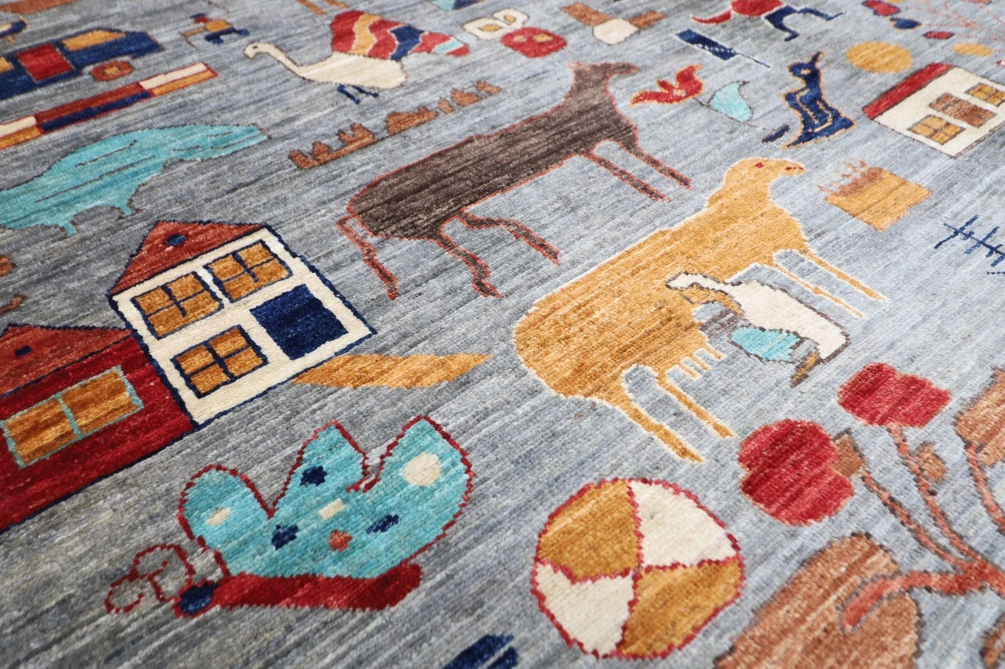 186 x 278 cm | Landscape Gabbeh Animal Afghan Tribal Hand Knotted Veg Dye Wool carpet
