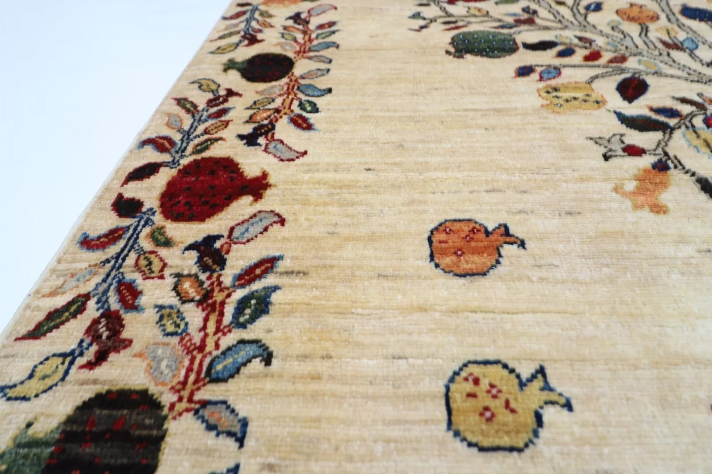 180 x 250 cm | Beige Afghan Tribal Hand Knotted Veg Dye Wool Carpet