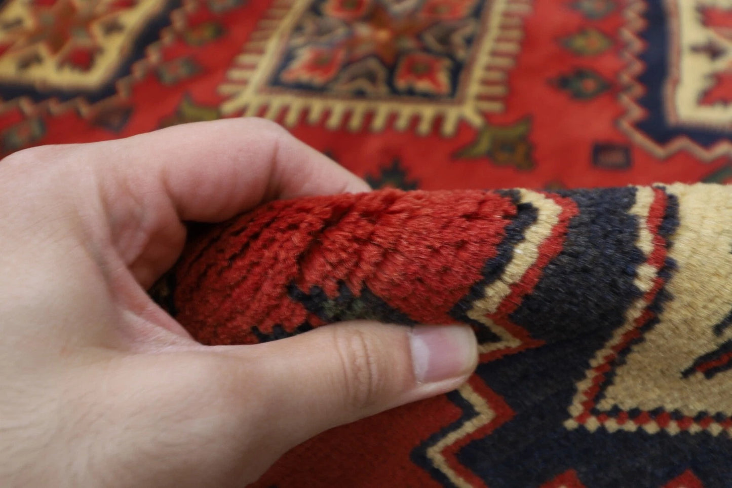 155 x 212 cm | Tribal Hand Knotted Veg Dye Wool Carpet