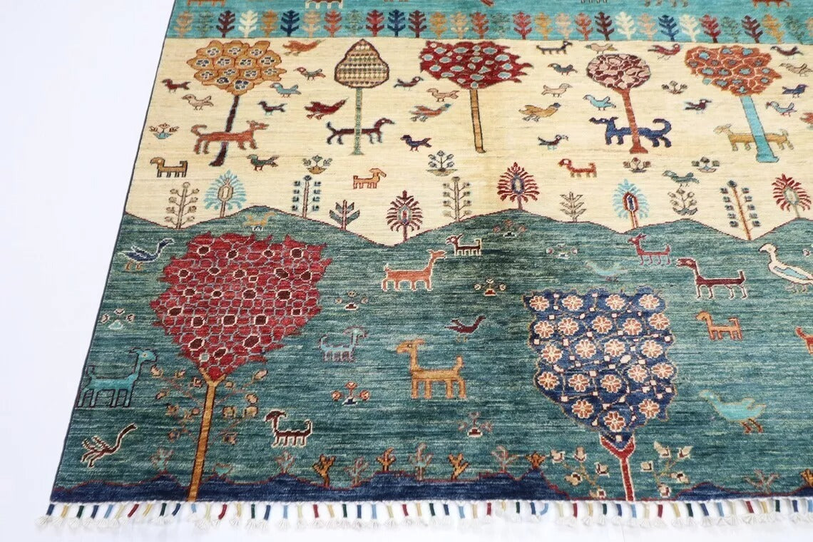 257 x 304 cm | Landscape Afghan Tribal Hand Knotted Carpet