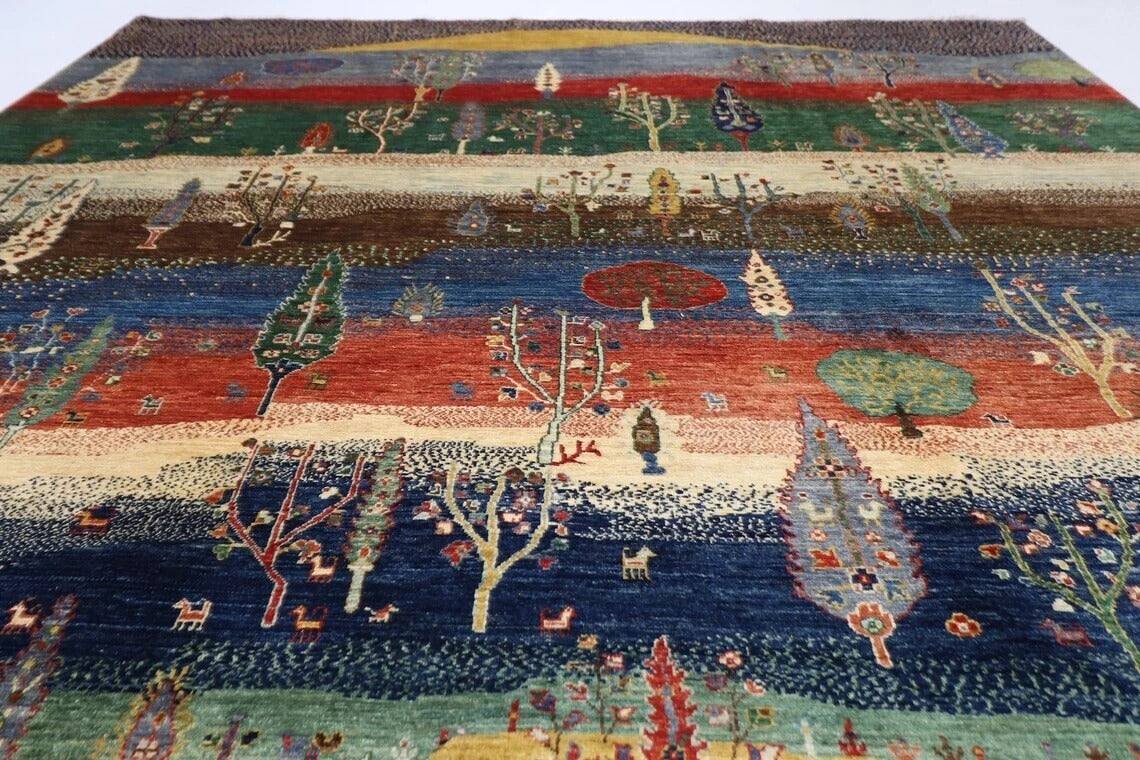 248 x 301 cm | Landscape Afghan Tribal Hand Knotted Carpet