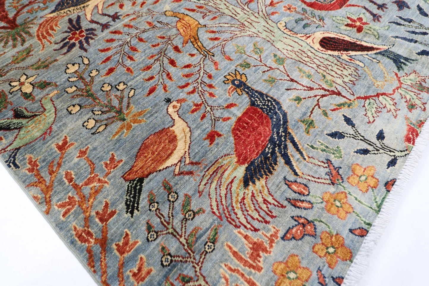 176 x 268 cm | Birds Gray Afghan Tribal Hand Knotted Veg Dye Wool carpet