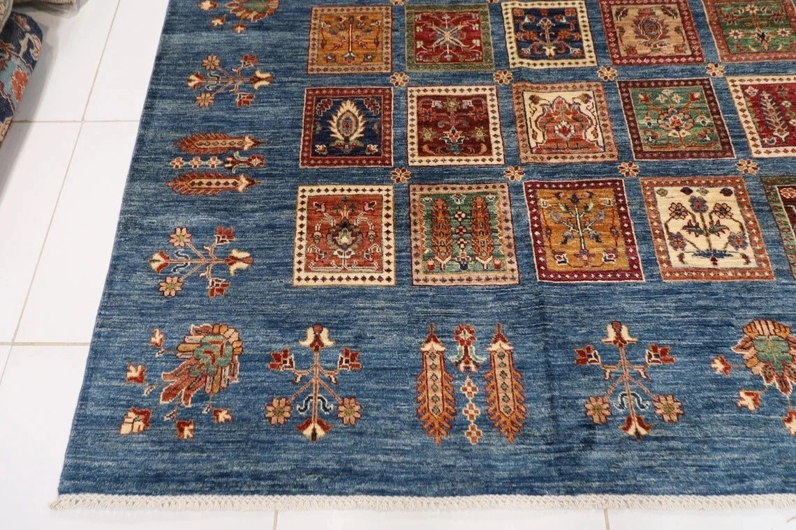 400 x 560 cm | Bakhtiari Large Size Area Rug Afghan Hand Knotted Carpet Blue Color Rug