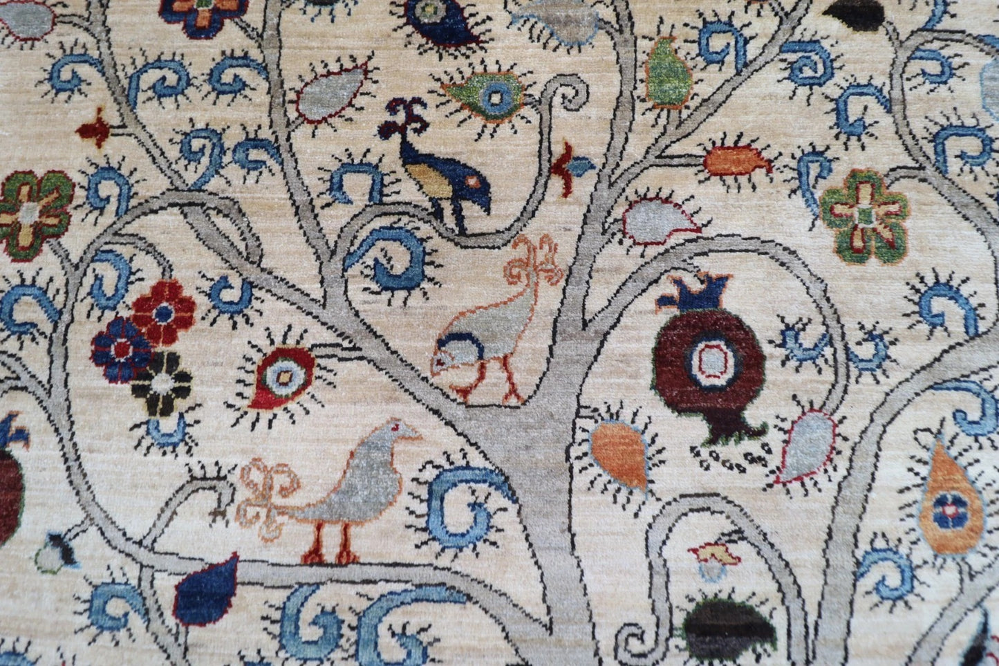 176 x 247 cm | Beige Afghan Tribal Hand Knotted Veg Dye Wool Carpet