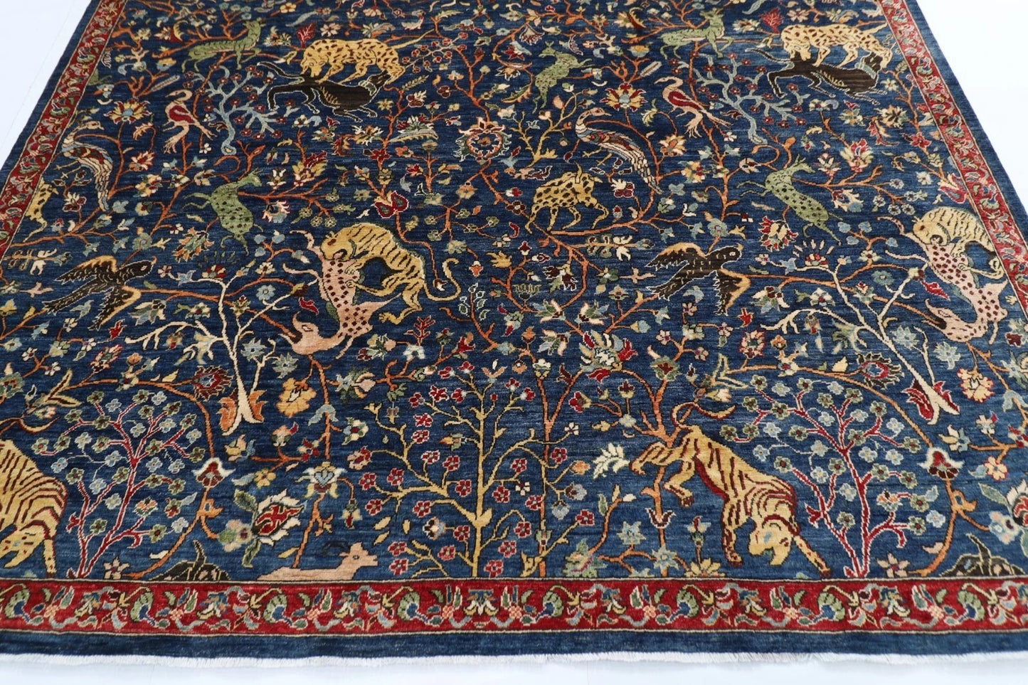 275 x 364 cm | Animal Hunting Afghan Tribal Hand Knotted Carpet