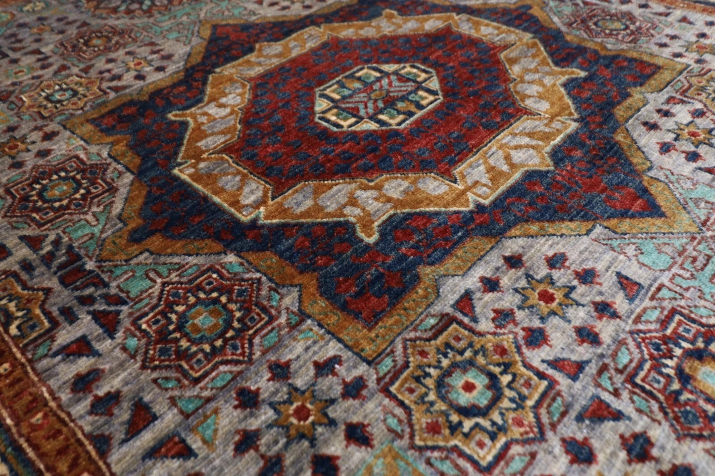 153 x 201 cm | Mamluk Afghan Tribal Hand Knotted Veg Dye Wool carpet