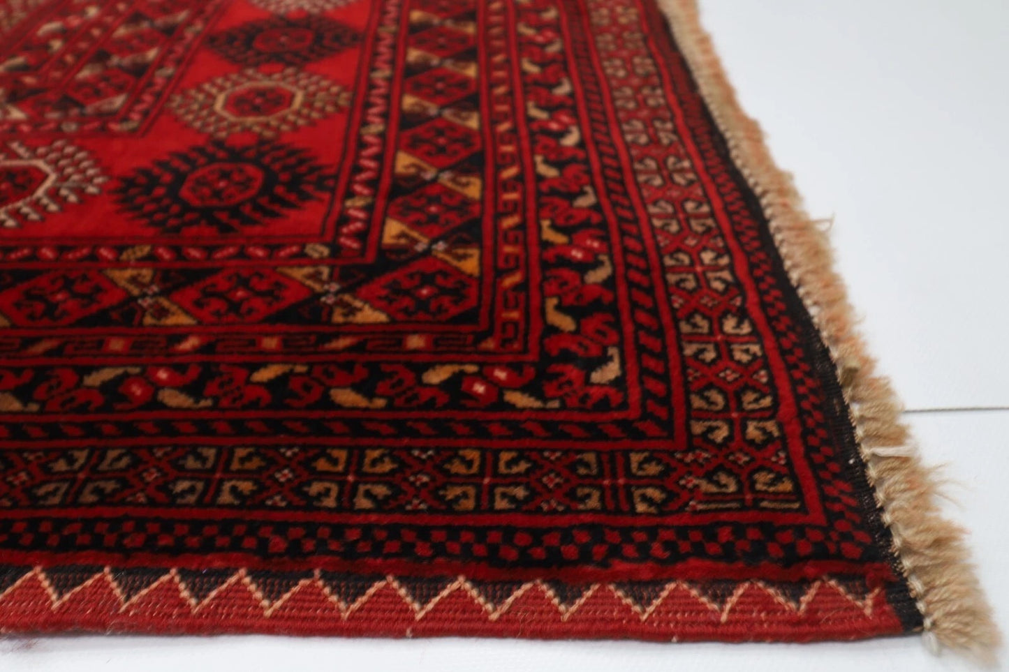 199 x 276 cm | Fine Mori Bokhara Afghan Tribal Hand Knotted Carpet