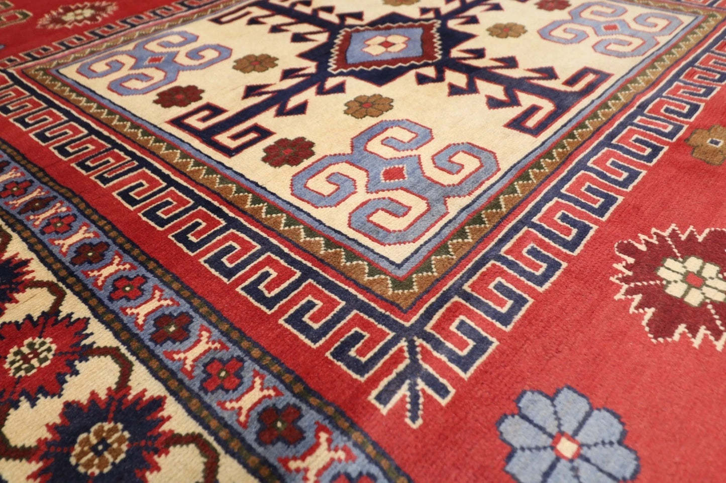 153 x 214 cm | Tribal Hand Knotted Veg Dye Wool Carpet