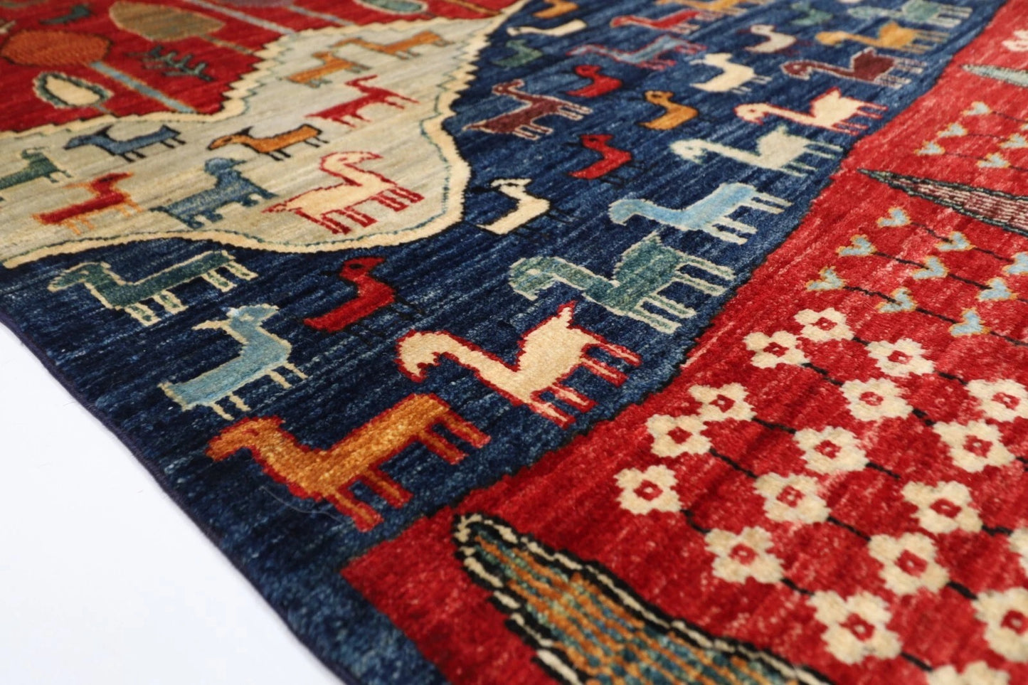 169 x 240 cm | Landscape Afghan Tribal Hand Knotted Veg Dye Wool Carpet