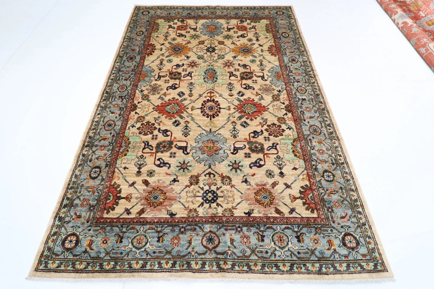 180 x 263 cm | Aryana Beige Afghan Tribal Hand Knotted Veg Dye Wool carpet