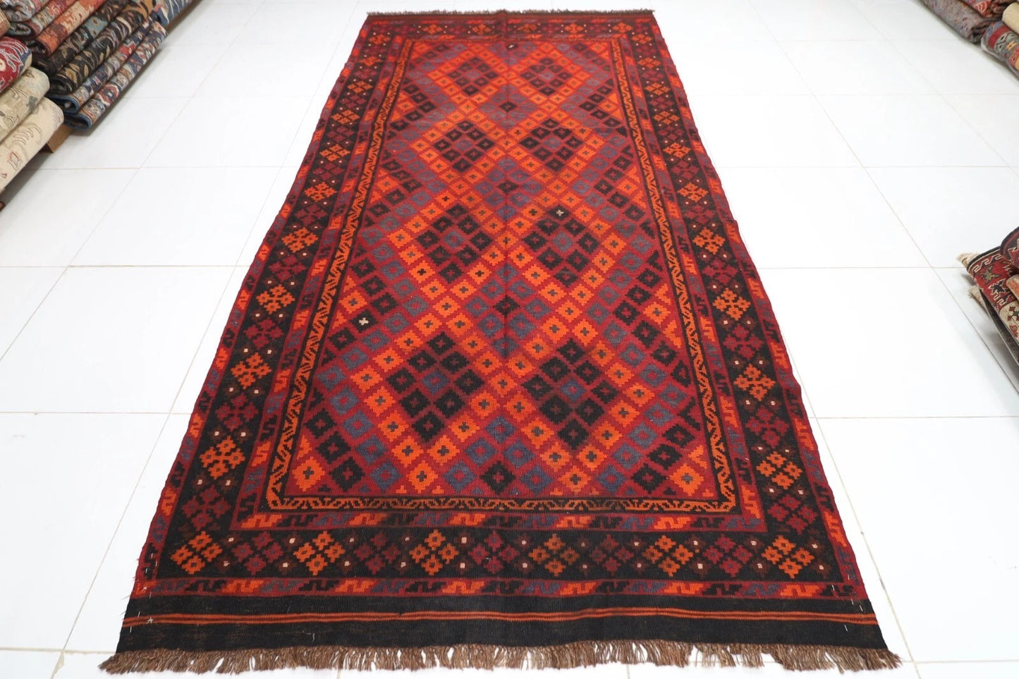172 x 337 cm | Flat Weaved Afghan Tribal Hand Knotted Kilim
