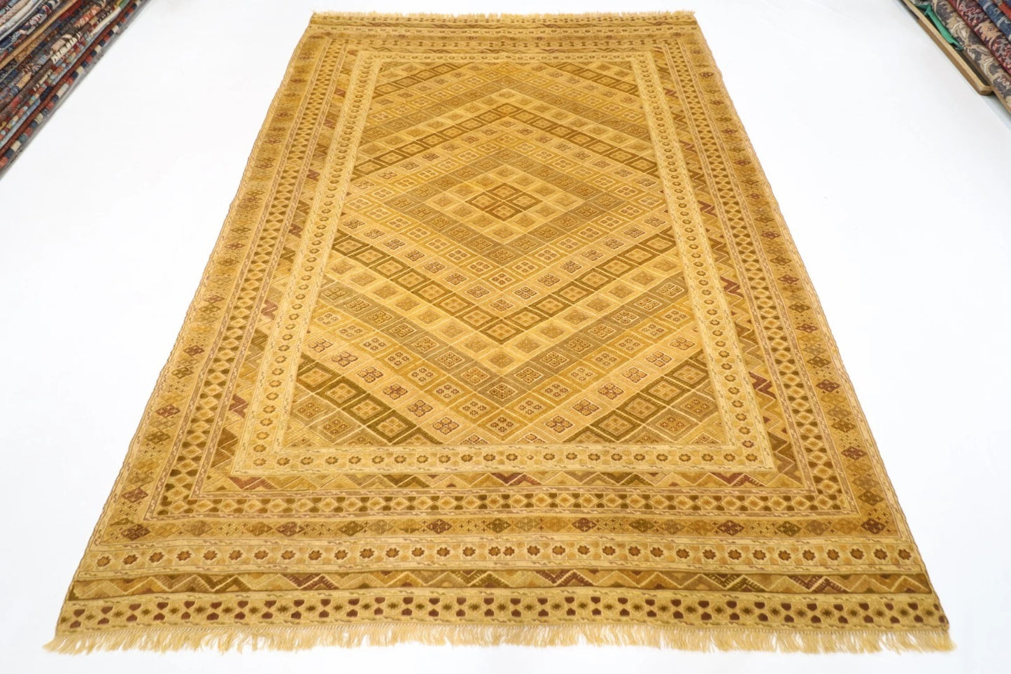 202 x 278 cm | Flat Weaved Carpet Kilim Afghan Tribal Hand Knotted Carpet
