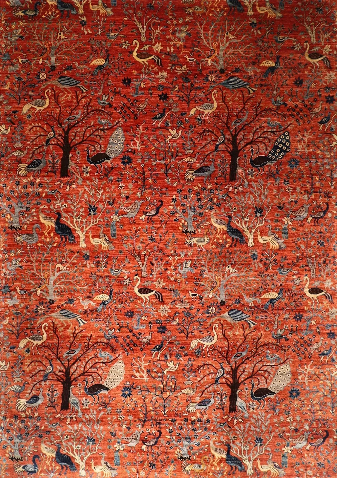 303 x 420 cm | Birds Orange Afghan Tribal Hand Knotted Carpet