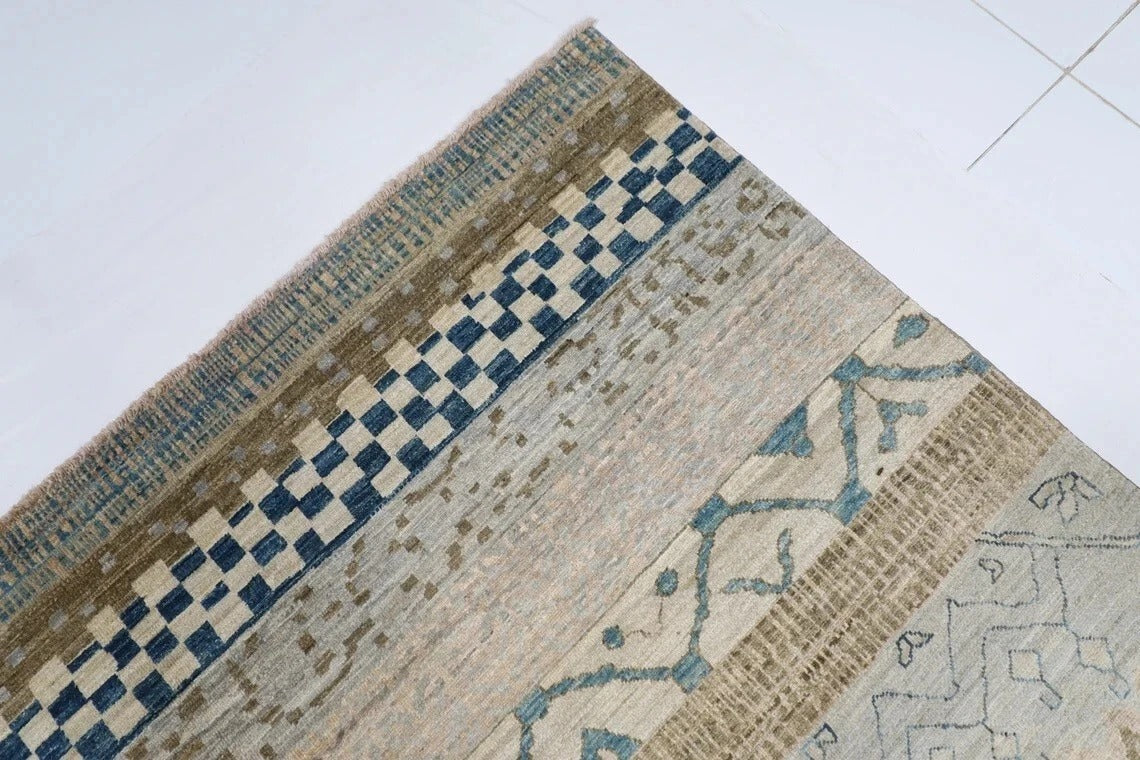 187 x 257 cm | Gabbeh Blue Afghan Tribal Hand Knotted Veg Dye Wool Carpet