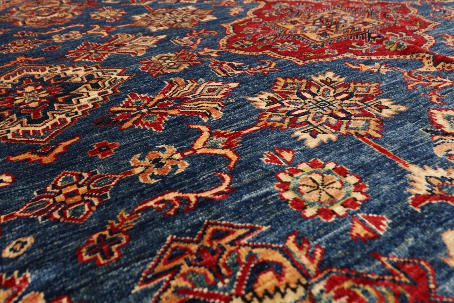 305 x 310 cm | Kazak Afghan Tribal Hand Knotted Wool Round Carpet