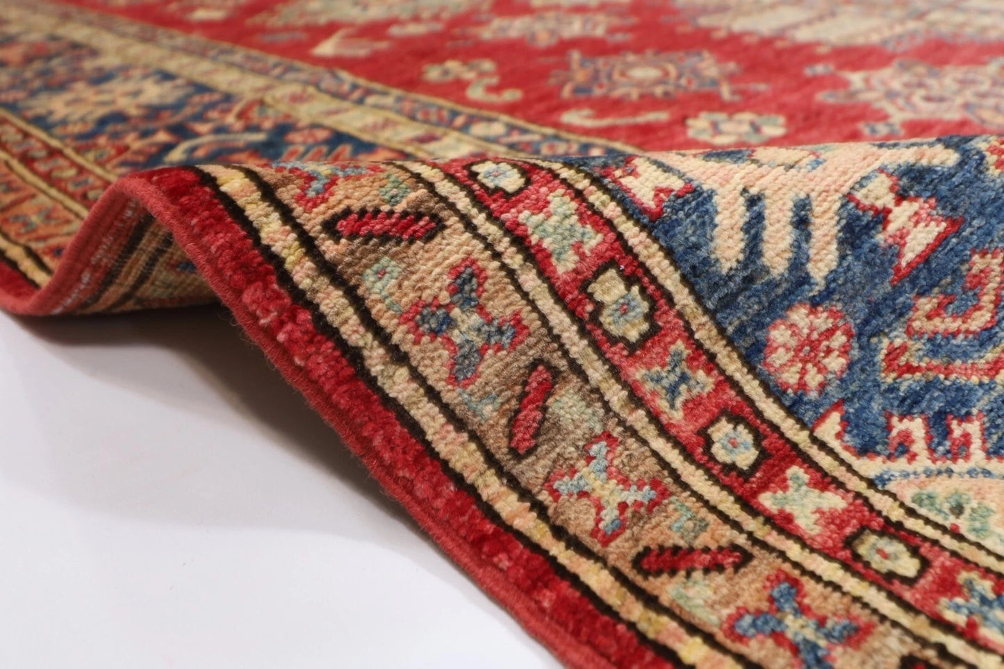 188 x 268 cm | Kazak Red Afghan Tribal Hand Knotted Veg Dye Wool Carpet