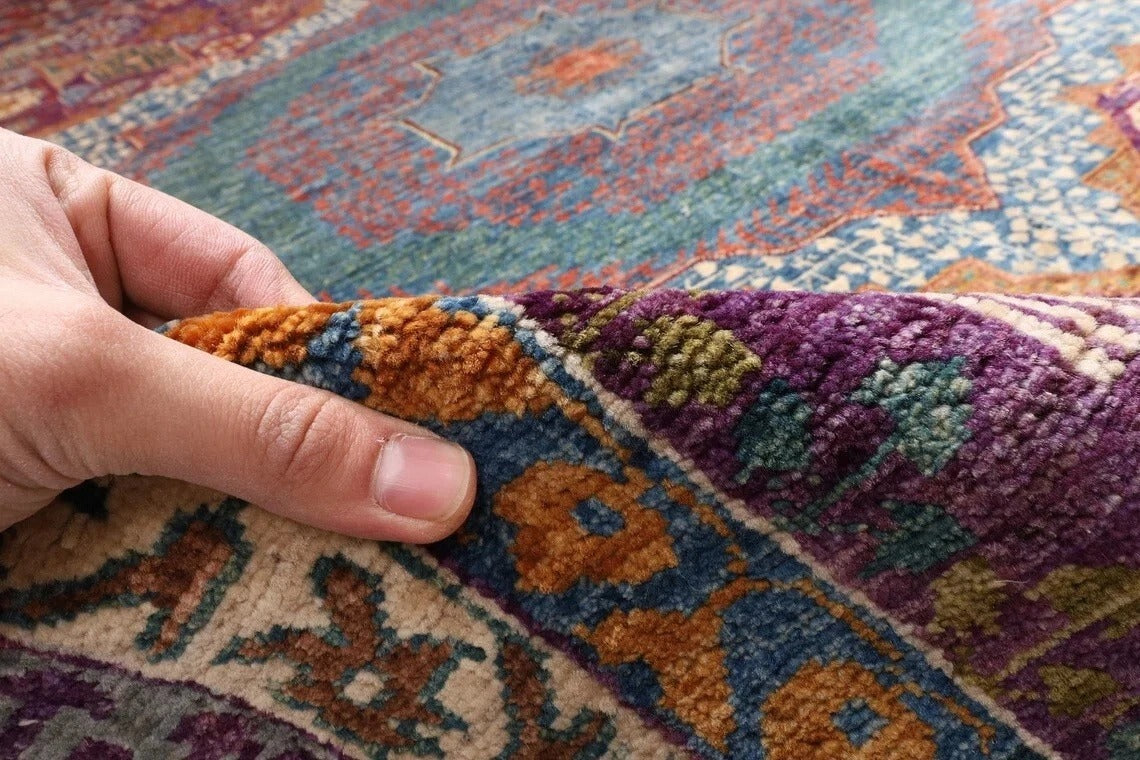 274 x 364 cm | Purple Mamluk Afghan Tribal Hand Knotted Carpet