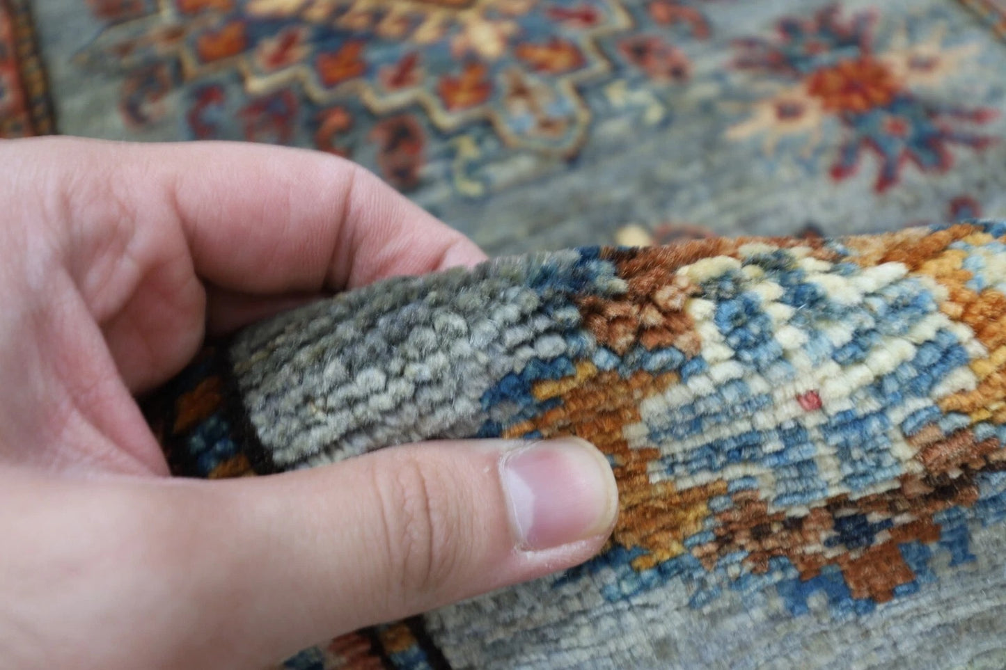 82 x 268 cm | Blueish Grey Kazak Afghan Tribal Hand Knotted Wool Runner