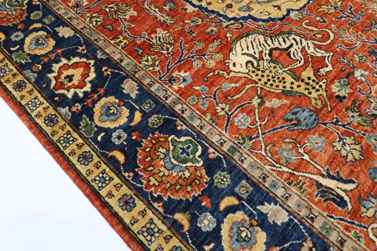 197 x 298 cm | Orange Afghan Tribal Hand Knotted Carpet