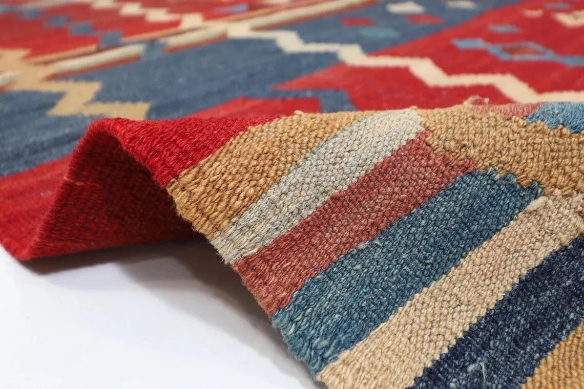 154 x 256 cm | Flat Weaved Afghan Tribal Hand Knotted Veg Dye Wool Carpet