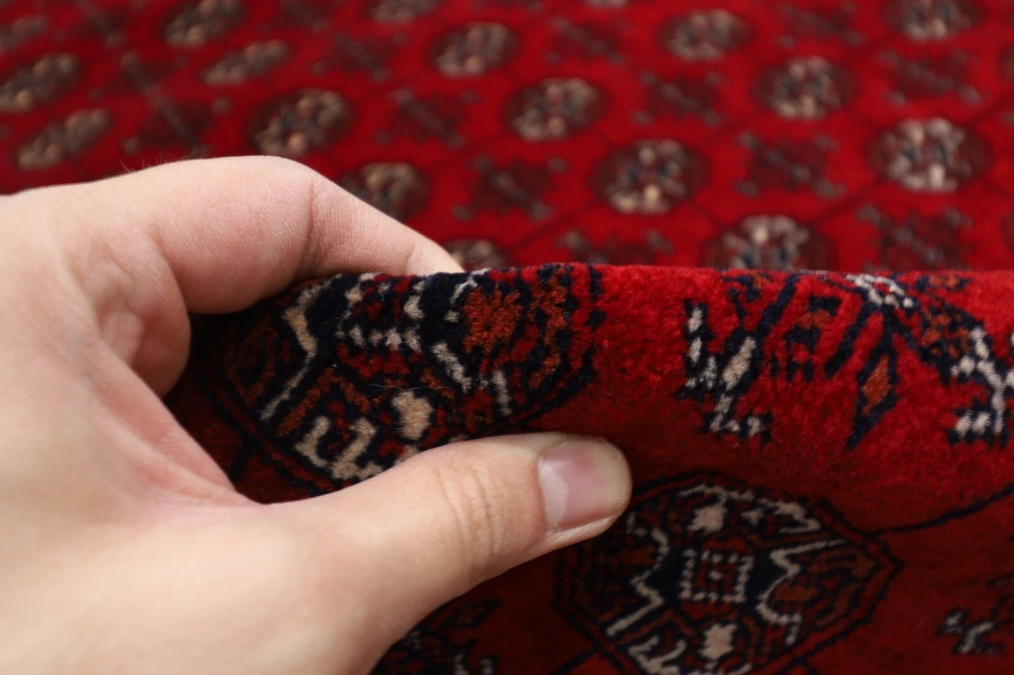 208 x 252 cm | Fine Mori Bokhara Afghan Tribal Hand Knotted Carpet