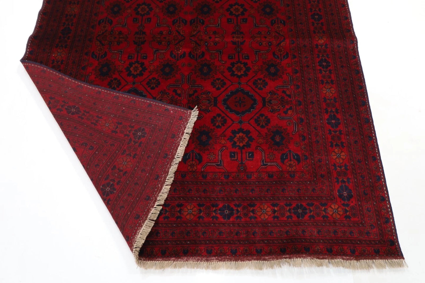 154 x 196 cm | Belgic Tribal Hand Knotted Veg Dye Wool Carpet