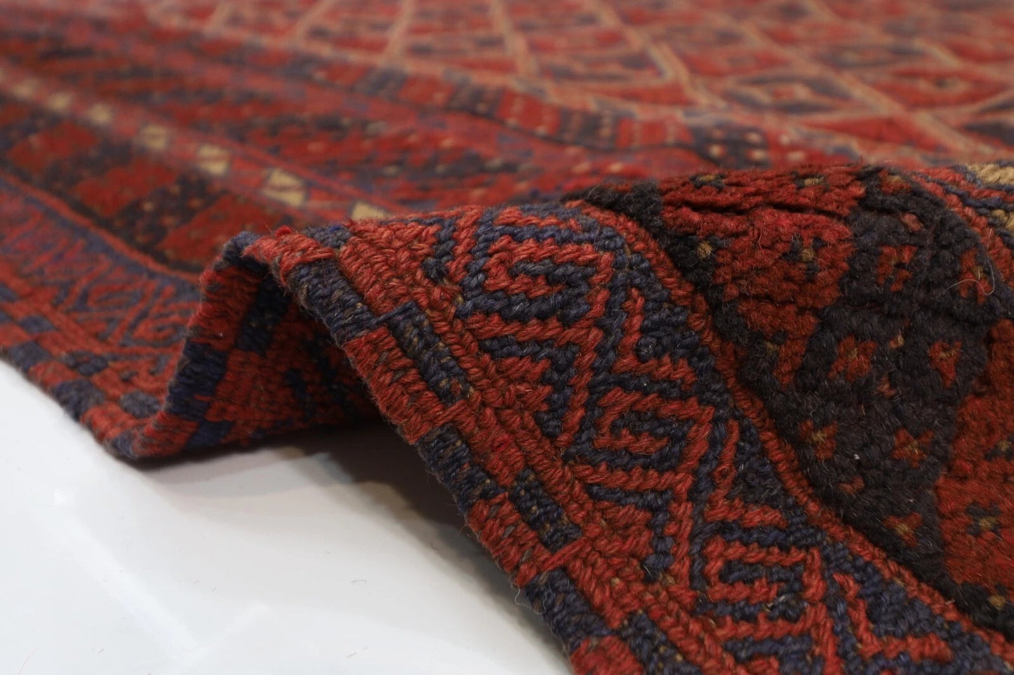 190 x 259 cm | Barjesta Red Flat Weaved Afghan Tribal Hand Knotted Carpet Kilim