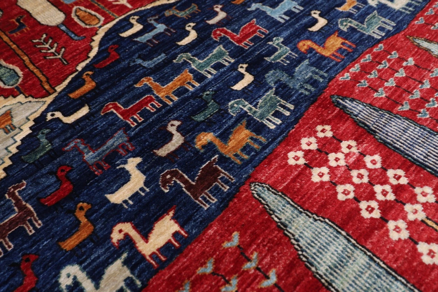169 x 240 cm | Landscape Afghan Tribal Hand Knotted Veg Dye Wool Carpet