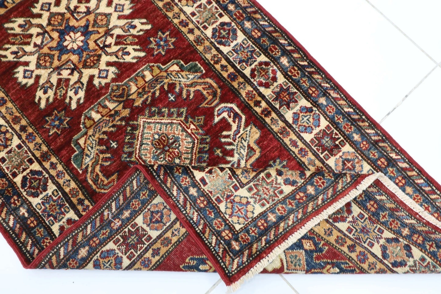 77 x 263 cm | Kazak Afghan Tribal Hand Knotted Wool Runner