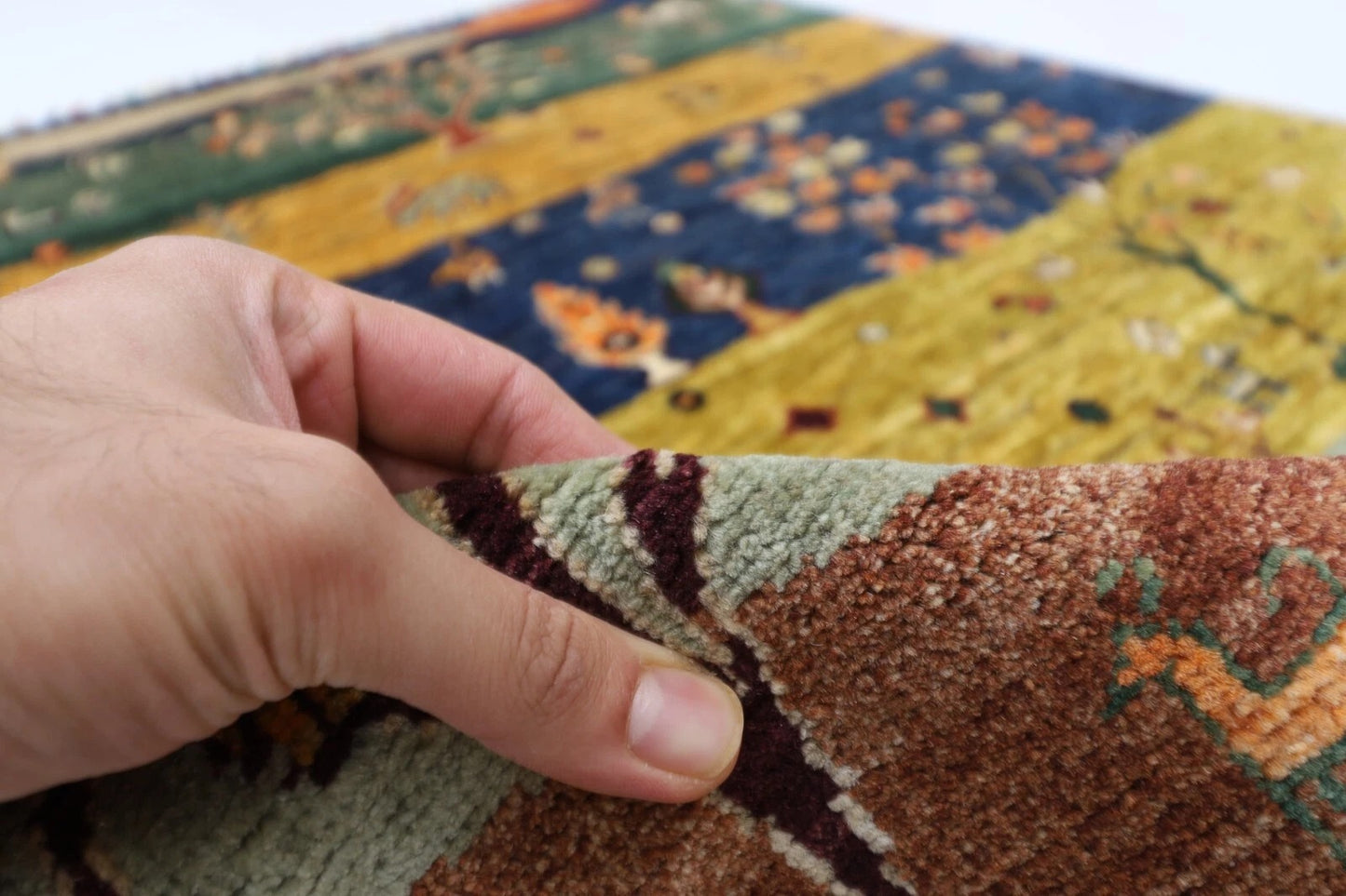118 x 172 cm | Landscape Afghan Tribal Hand Knotted Veg Dye Wool carpet