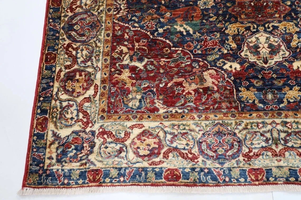 154 x 197 cm | Kerman Afghan Tribal Hand Knotted Veg Dye Wool Carpet