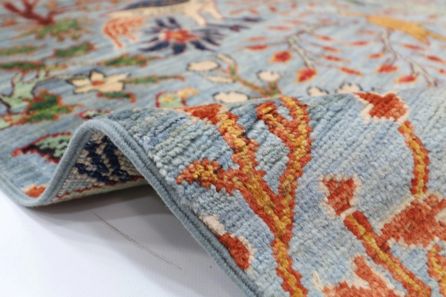 188 x 266 cm | Birds Gray Afghan Tribal Hand Knotted Veg Dye Wool carpet