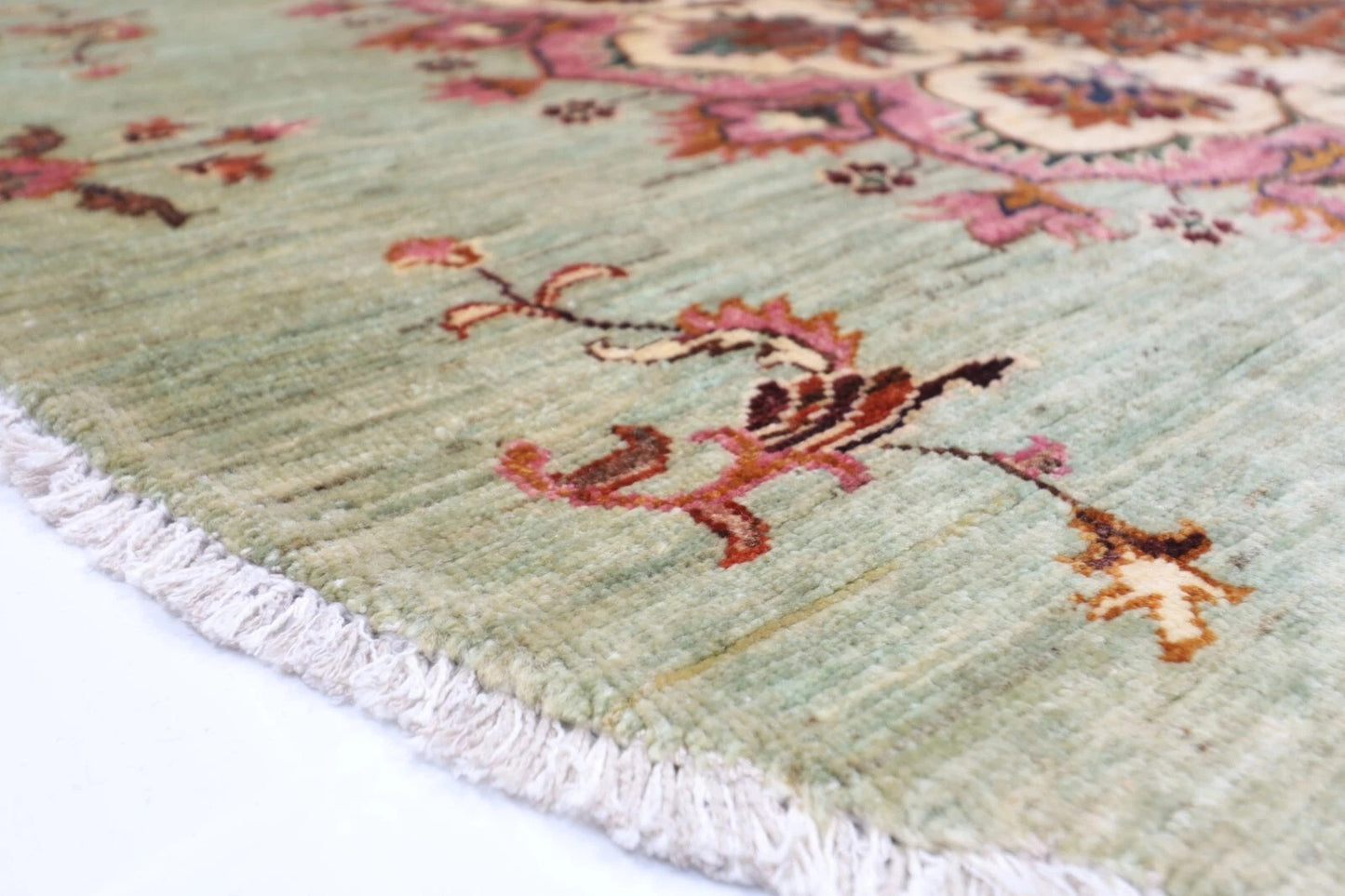 179 x 177 cm | Kazak Afghan Tribal Hand Knotted Wool Round Carpet
