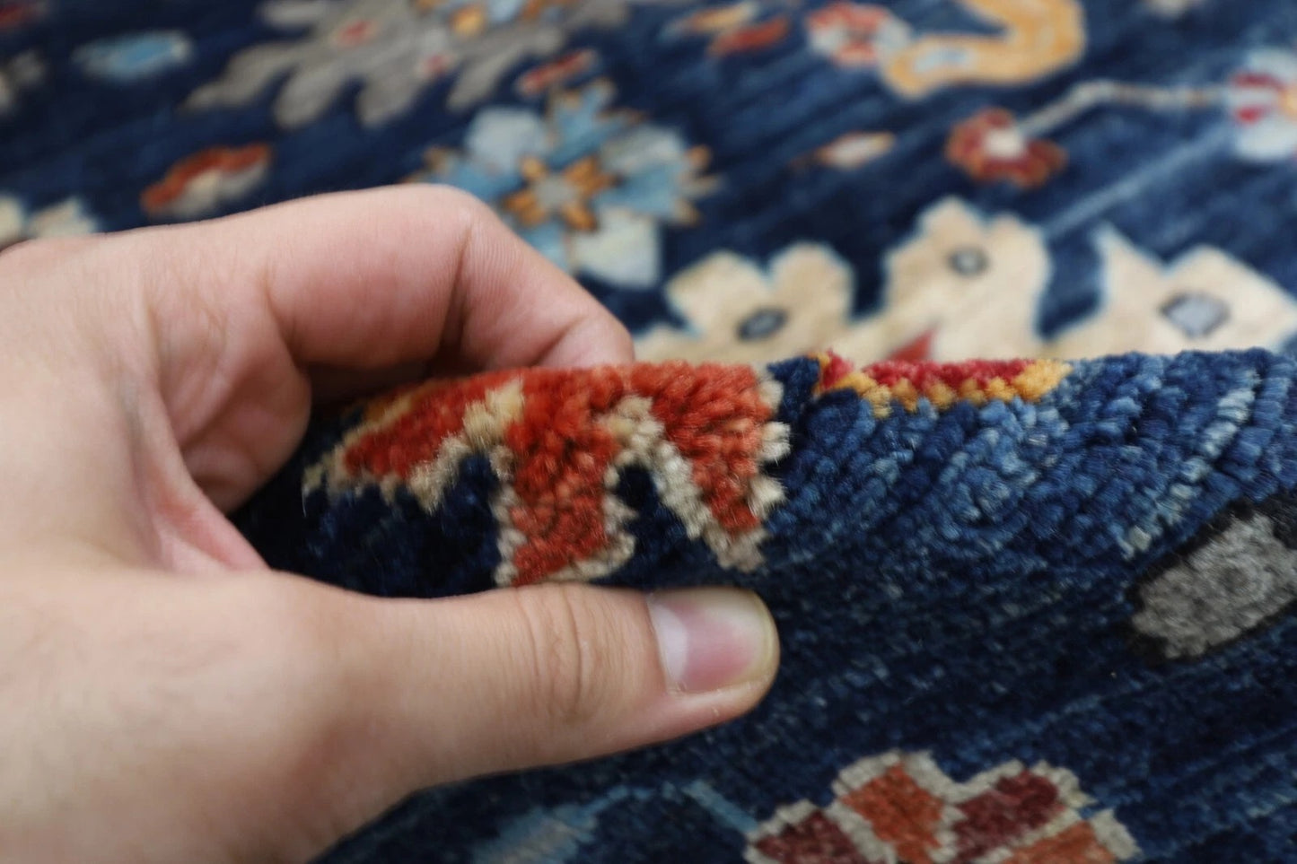 297 x 425 cm | Aryana Navy Afghan Hand Knotted Carpet