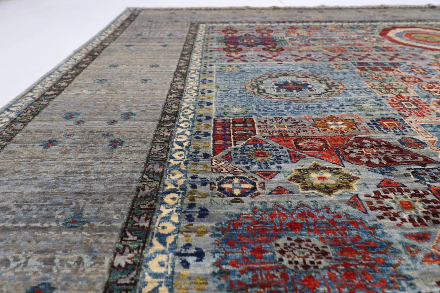 246 x 296 cm | Mamluk Afghan Tribal Hand Knotted Carpet