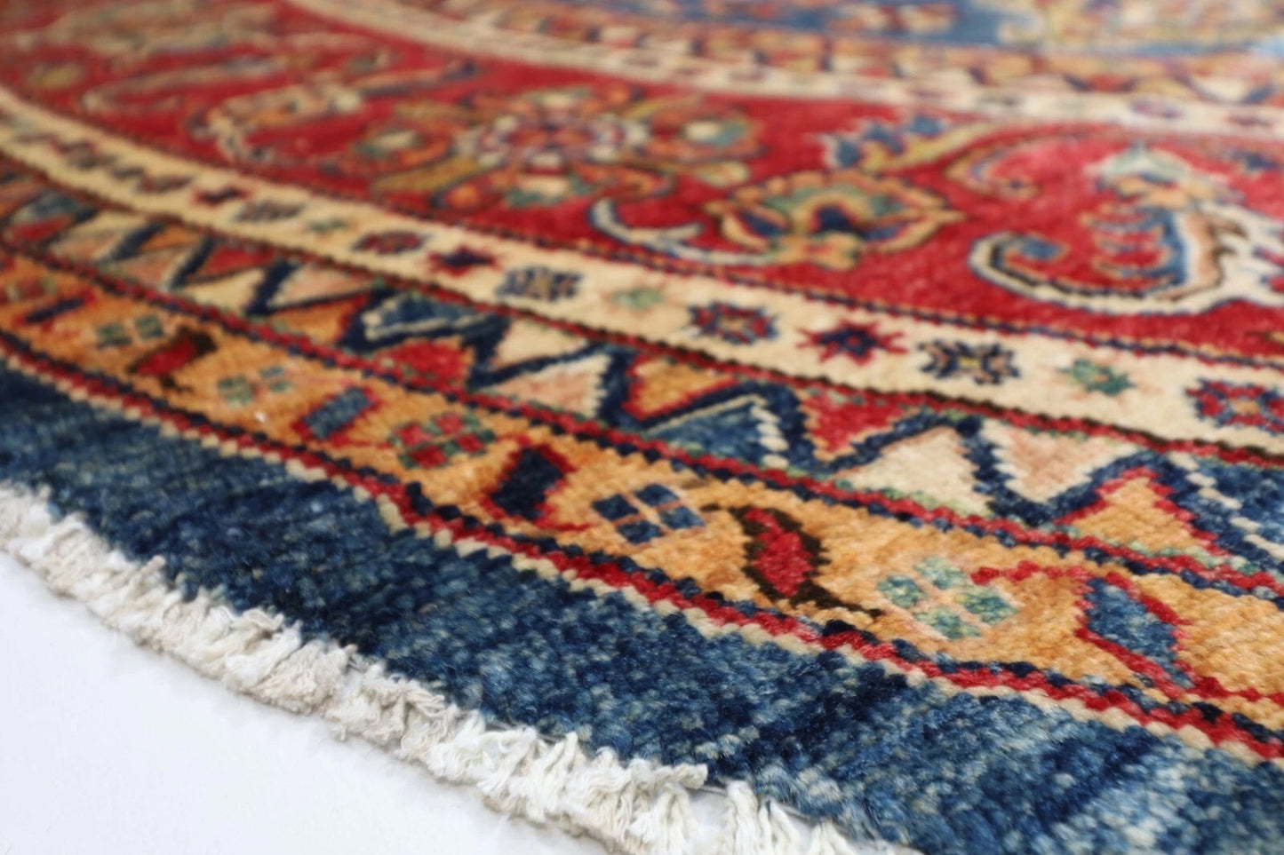 276 x 288 cm | Kazak Afghan Tribal Hand Knotted Wool Round Carpet