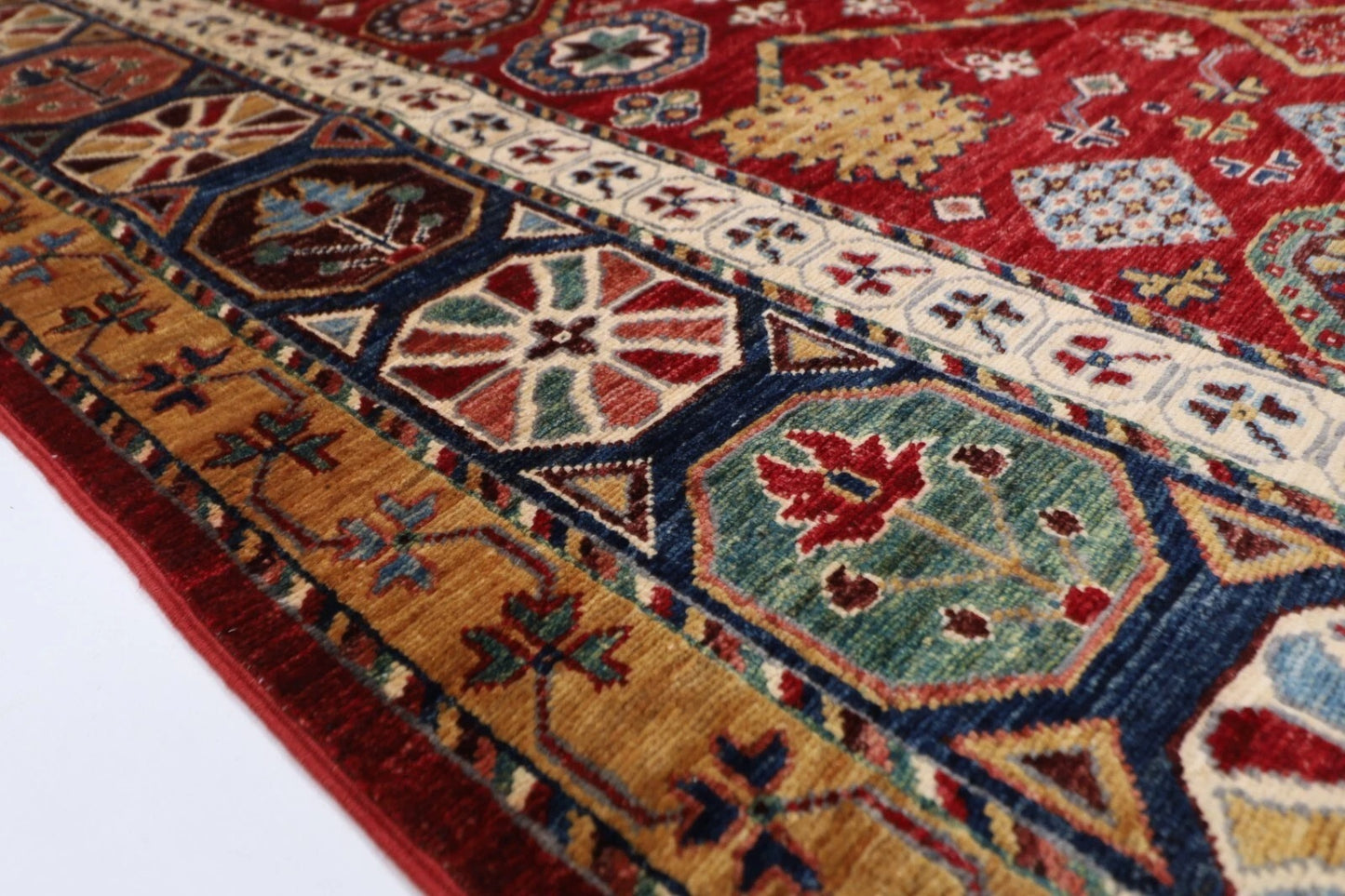 152 x 203 cm | Afghan Tribal Hand Knotted Veg Dye Wool Carpet