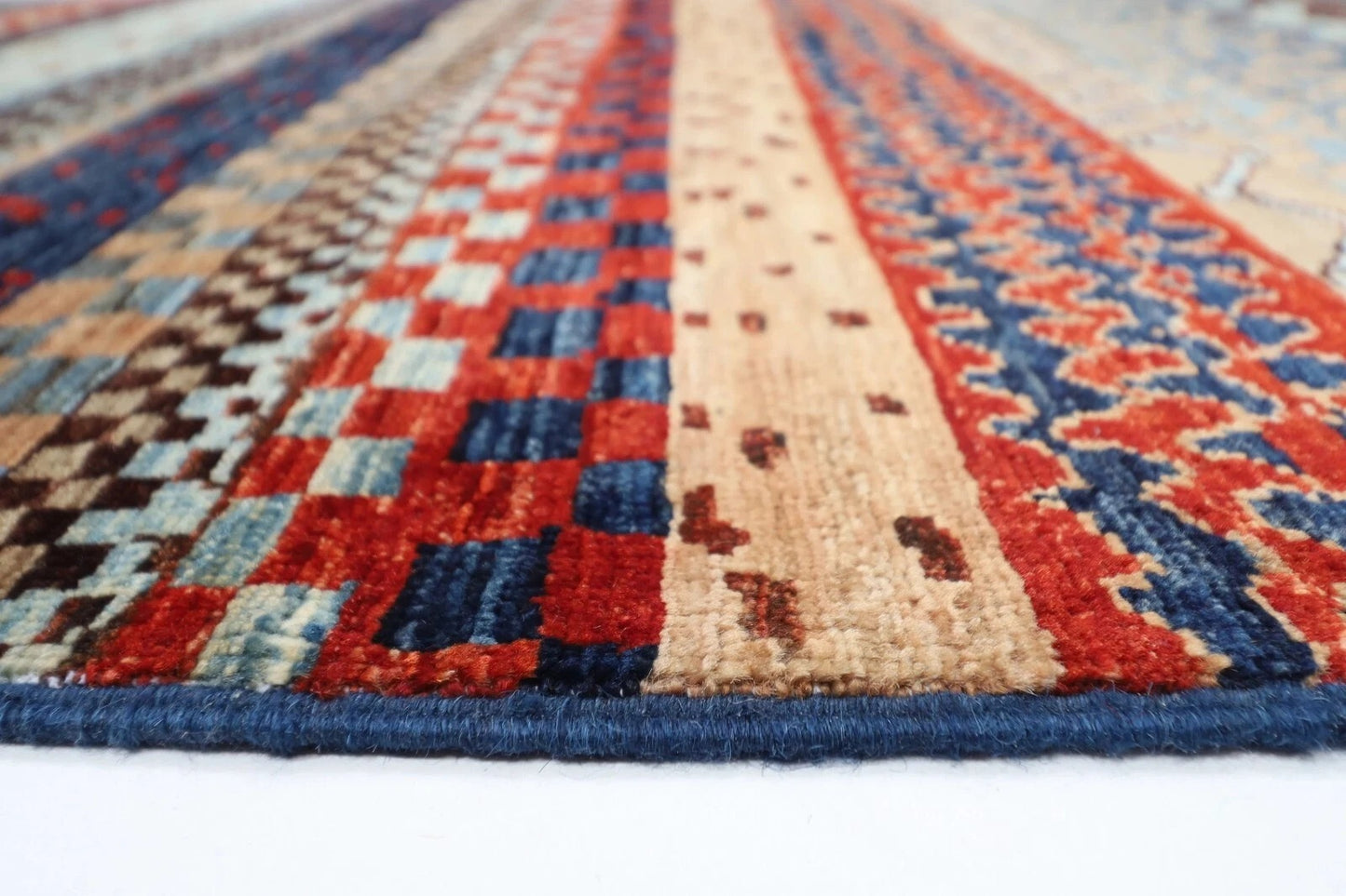 127 x 173 cm | Striped Afghan Tribal Hand Knotted Veg Dye Wool carpet