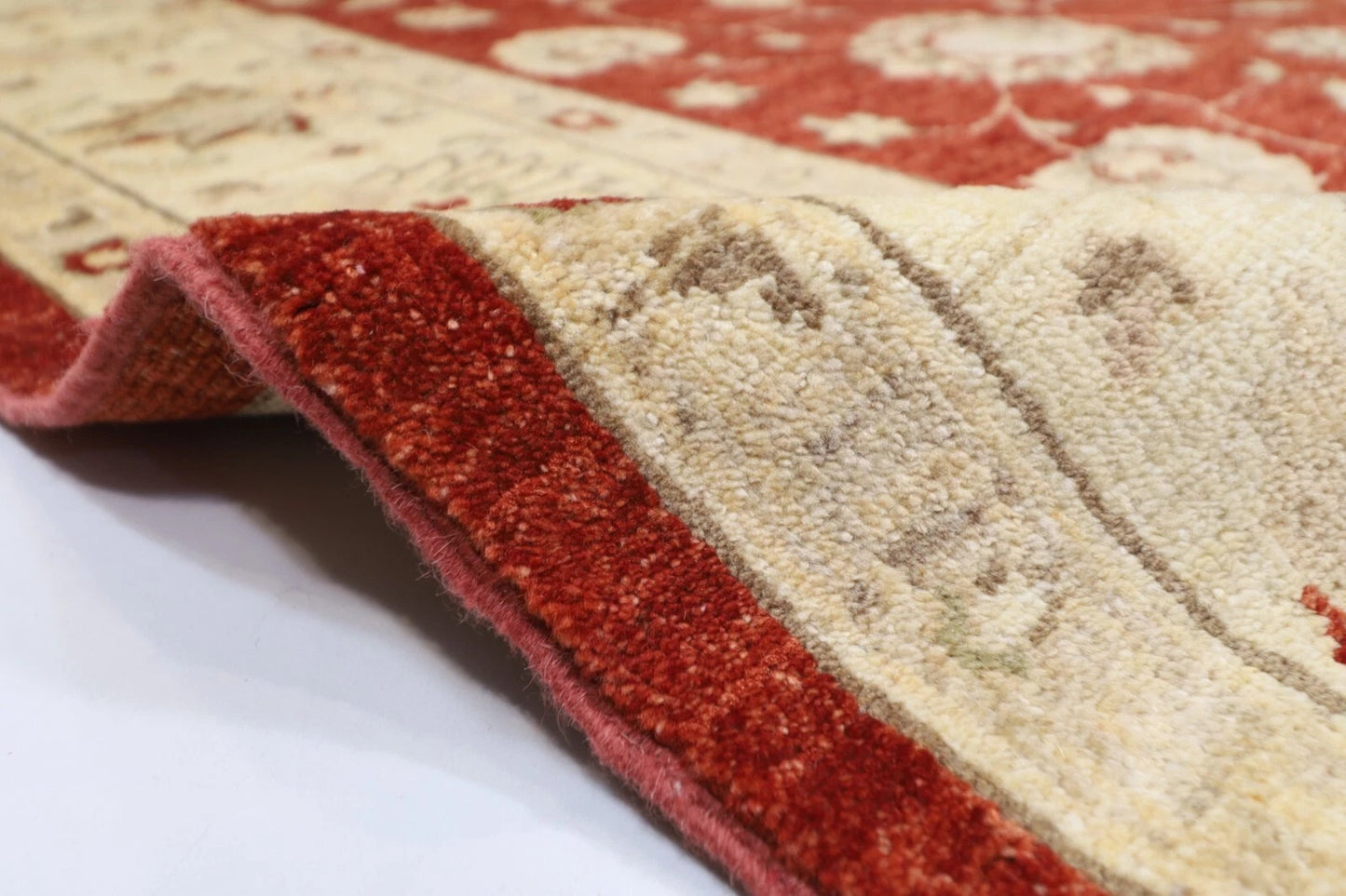 172 x 234 cm | Floral Afghan Tribal Hand Knotted Veg Dye Wool Carpet
