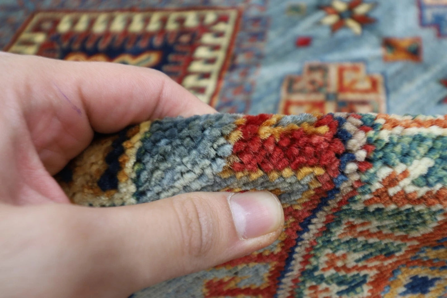 168 x 248 cm | Kazak Afghan Tribal Hand Knotted Veg Dye Wool Carpet