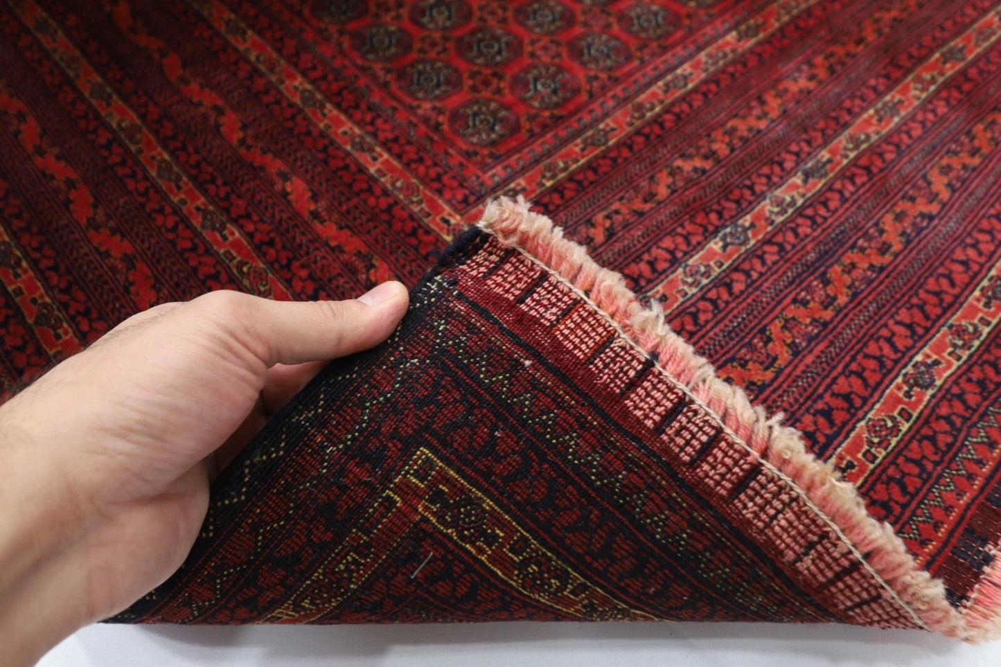 200 x 292 cm | Fine Mori Bokhara Afghan Tribal Hand Knotted Carpet