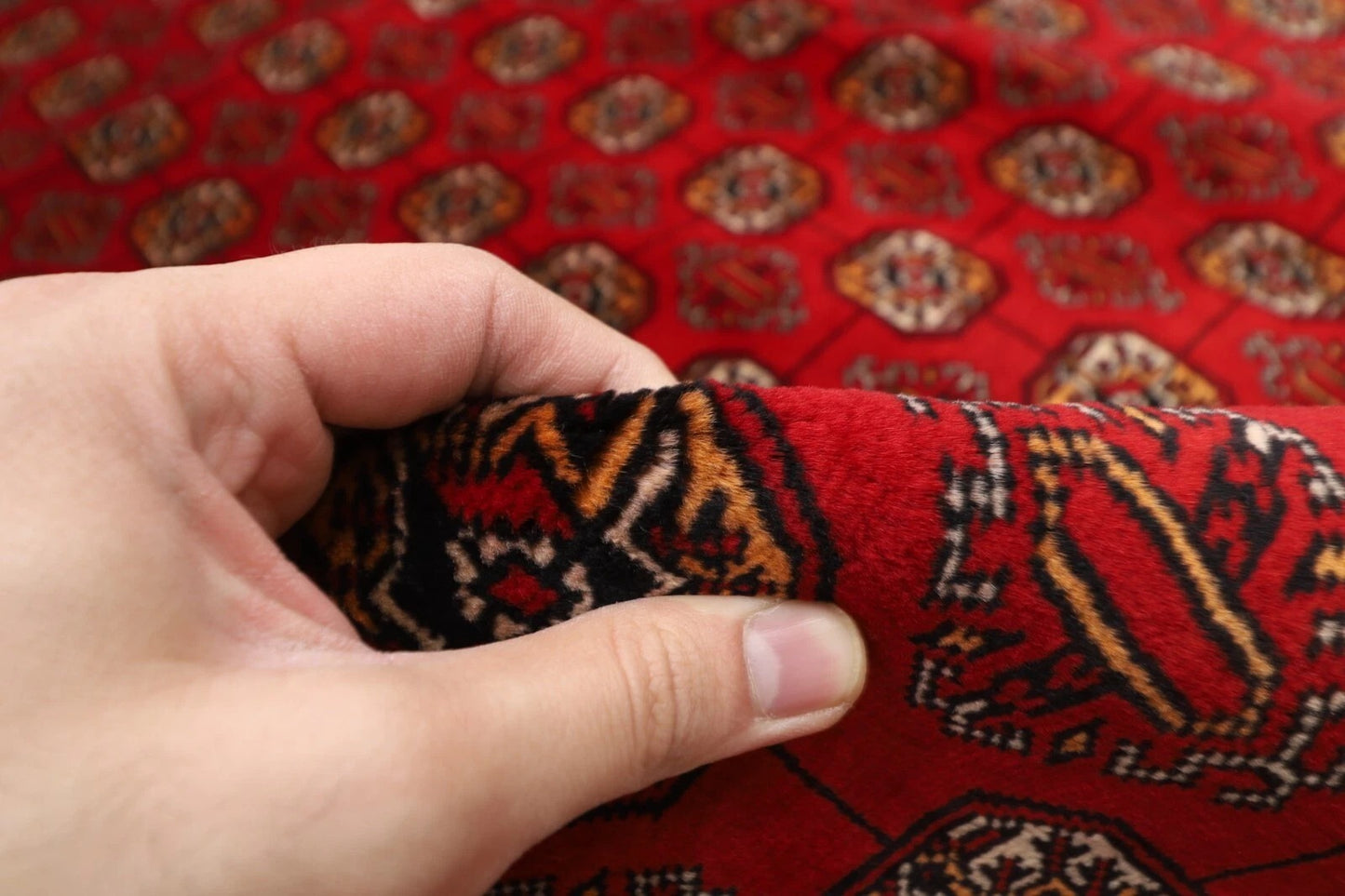 207 x 274 cm | Fine Mori Bokhara Afghan Tribal Hand Knotted Carpet
