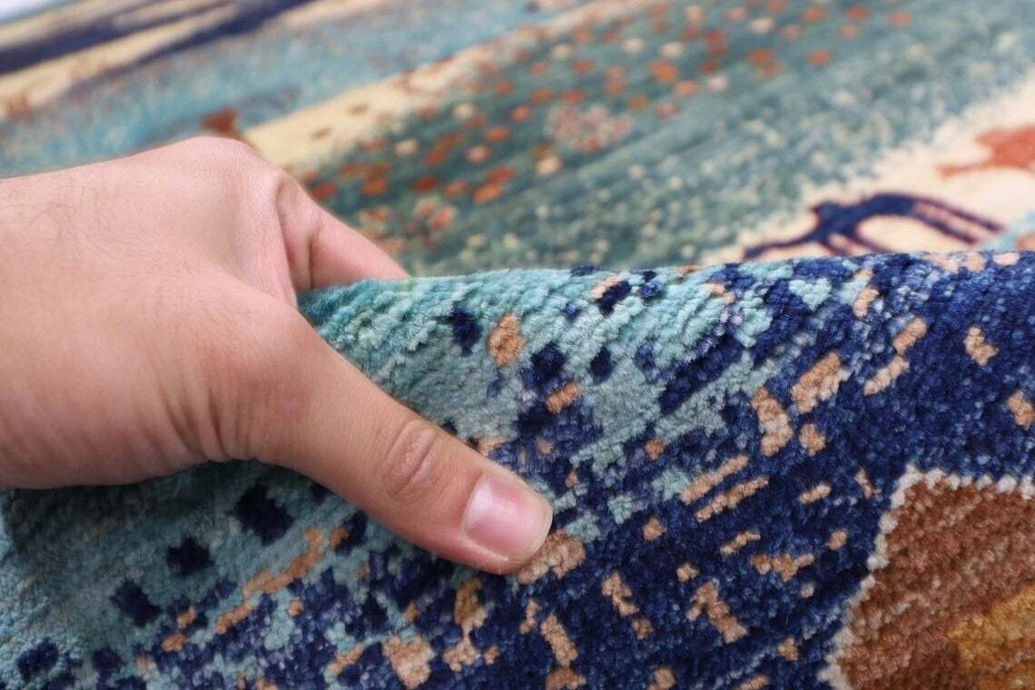 247 x 293 cm | Landscape Afghan Tribal Hand Knotted Carpet