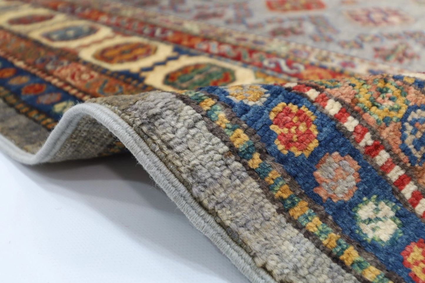 150 x 208 cm | Kazak Afghan Tribal Hand Knotted Veg Dye Wool carpet